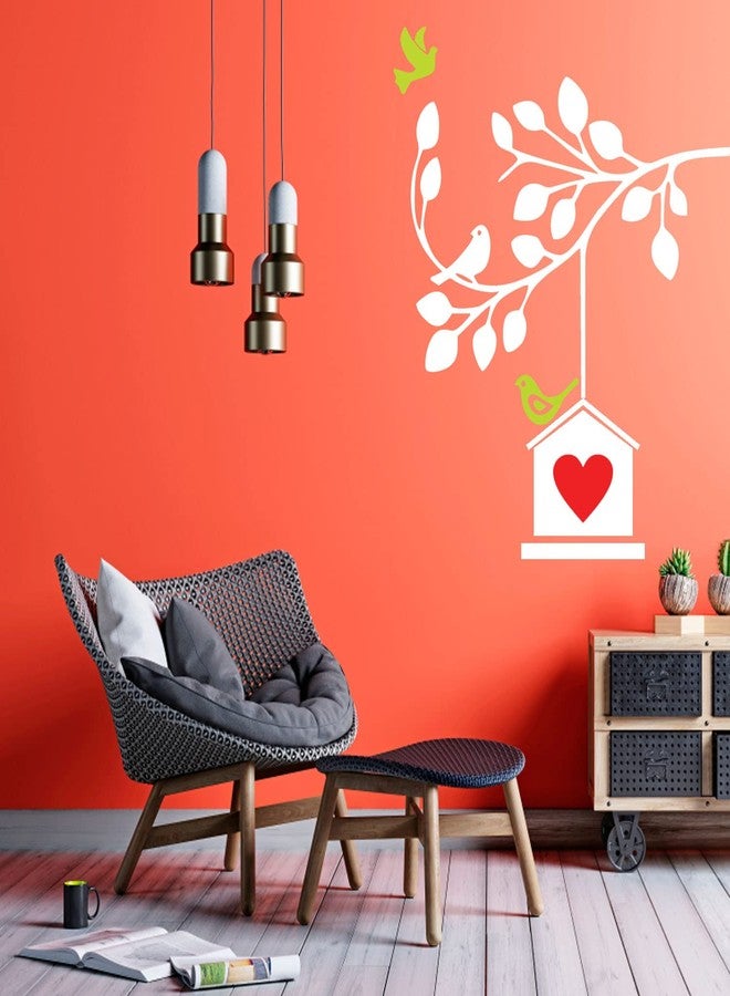 ARandNJ مجموعة قوالب ARandNJ للرسم على الجدران (عبوة واحدة، المقاس: 16 × 24 بوصة) - تصميم بيت طيور على أغصان - تصميم قابل لإعادة الاستخدام، مناسب لتزيين جدران المنزل - Image 3